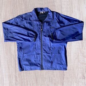 90’s Vintage Asics Blue Windbreaker Jacket, Large